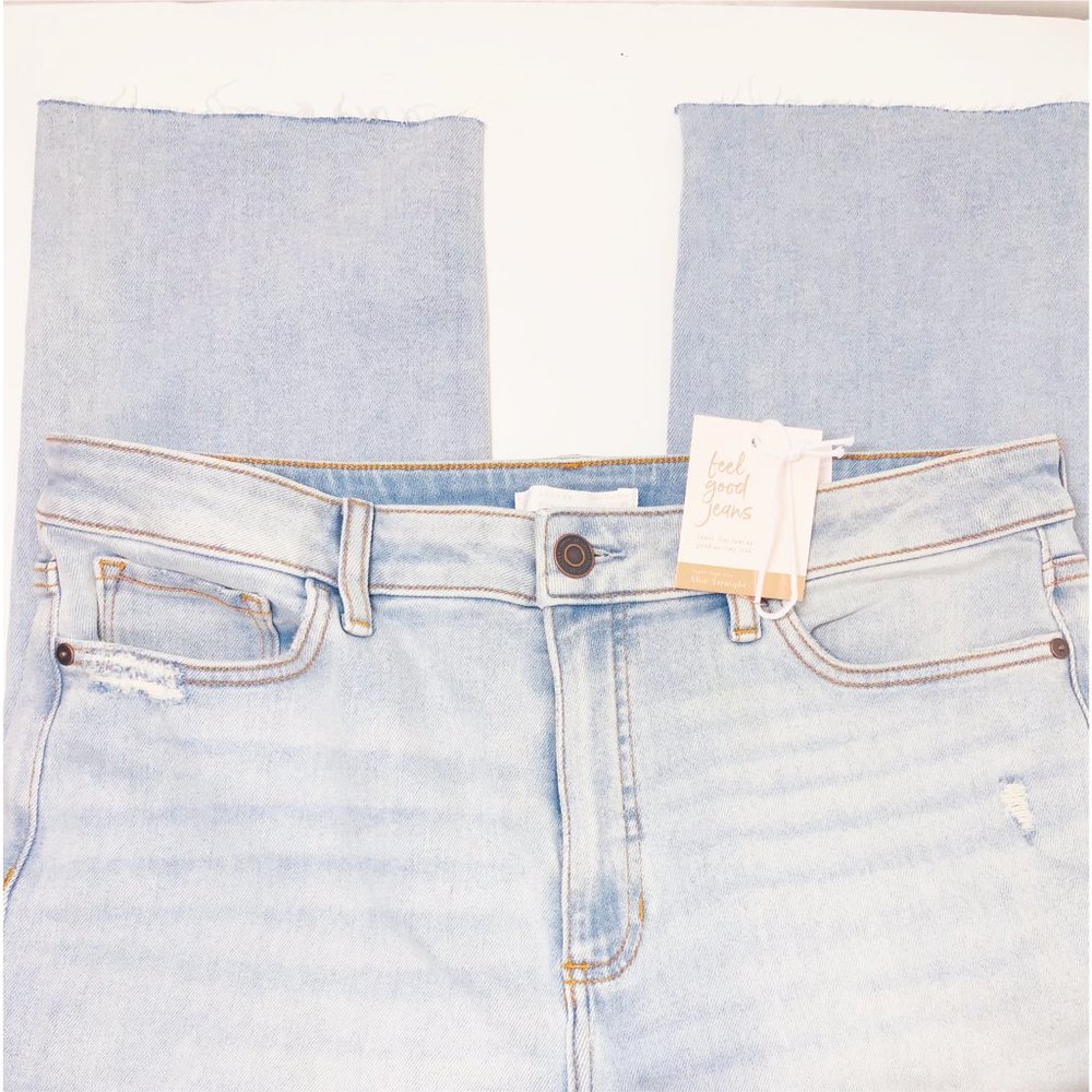 SOLD LC Lauren Conrad Womens High Waist Ripped Straight Leg Jeans Sz 14 NWT - Picture 7 of 10